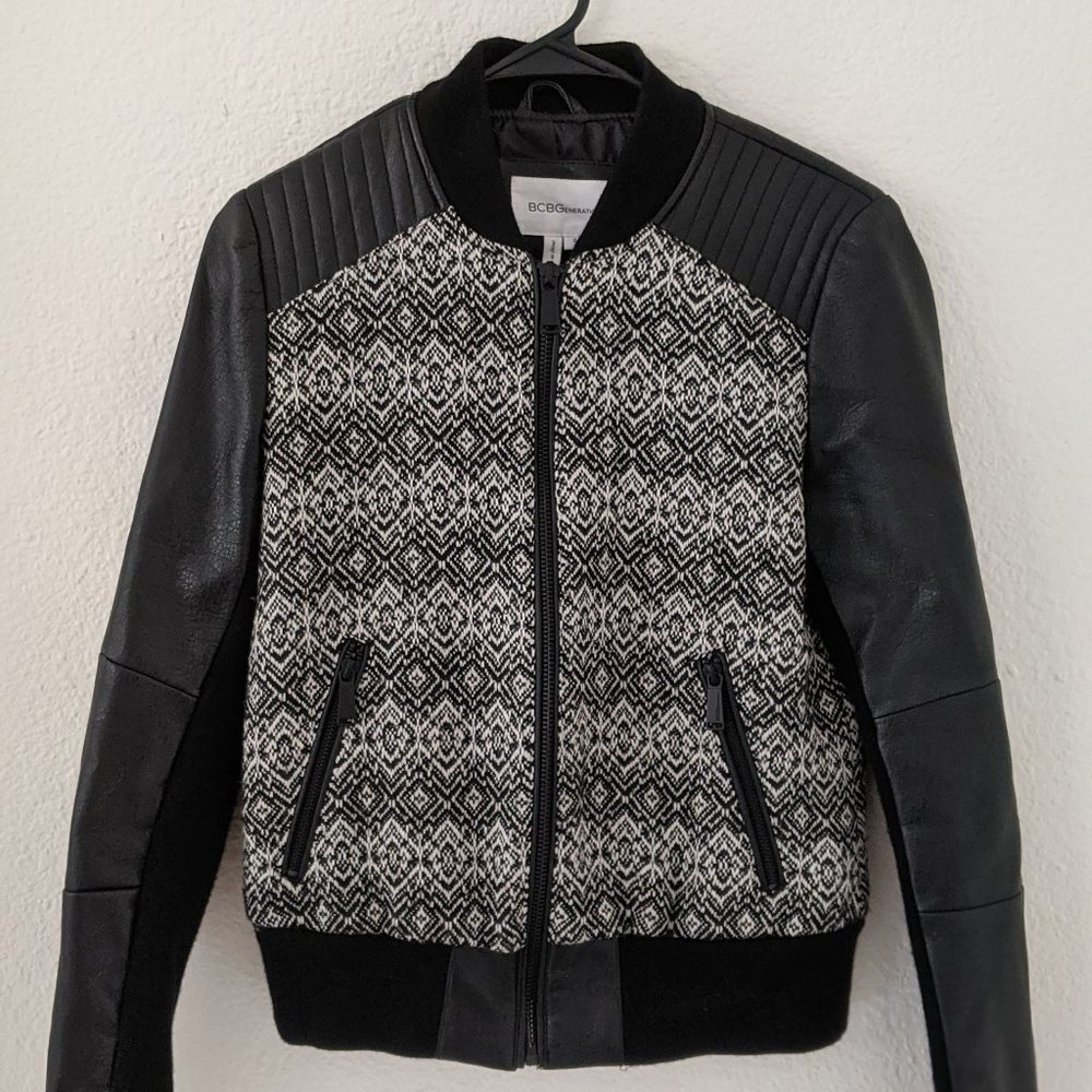 BCBGeneration Mixed Media Bomber Jacket S